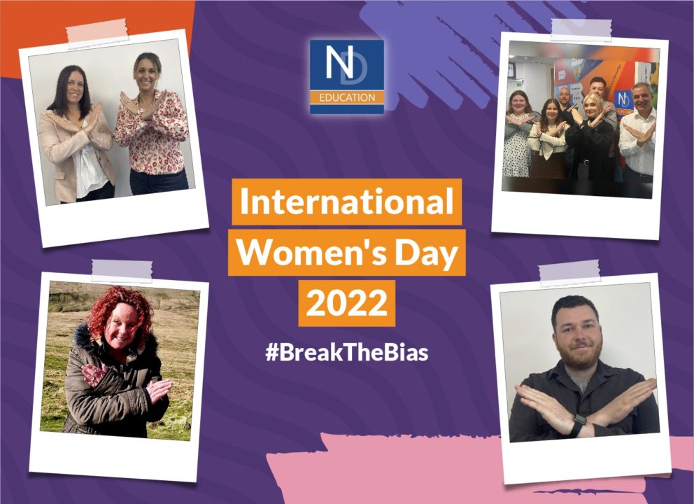 A graphic that shows various people crossing their arms to 'Break the bias' on International Women's Day.