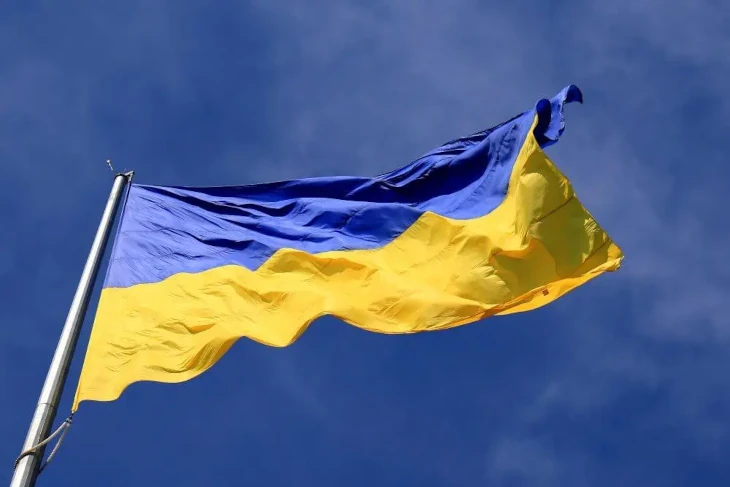 A Ukrainian flag.