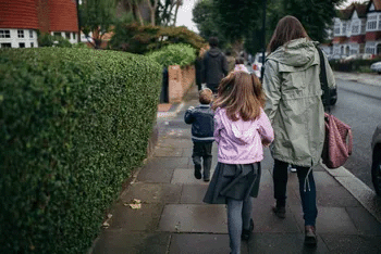 Children walking to school.