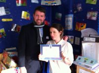 Simon Weston presenting to Rebecca Smee