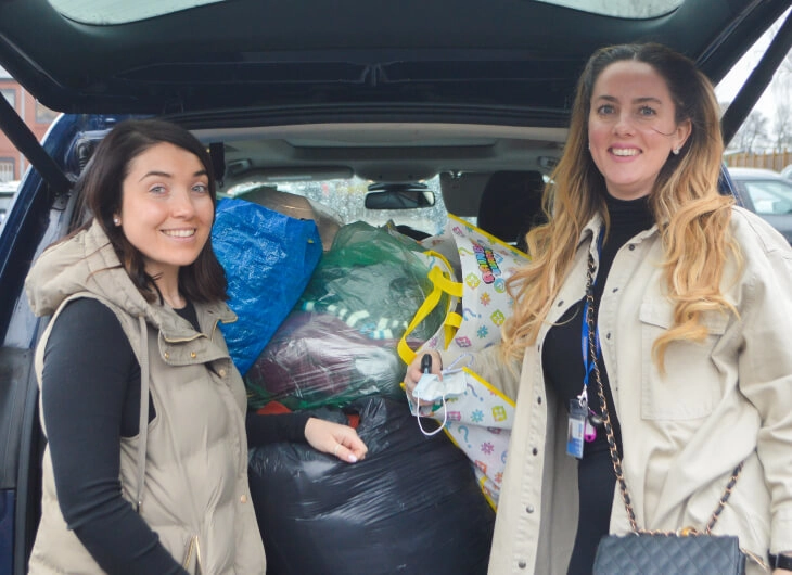 New Directions staff helping with the Ukraine Aid collection
