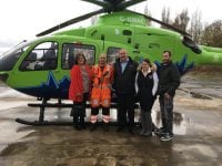 Jenna and her Dad with the air ambulance crew