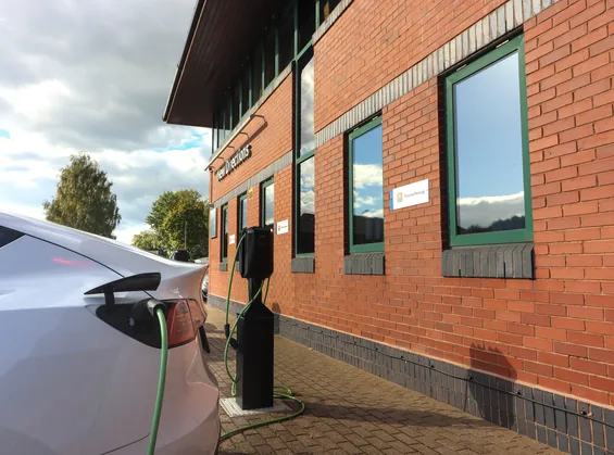 Electric vehicle charging point at Lambourne House