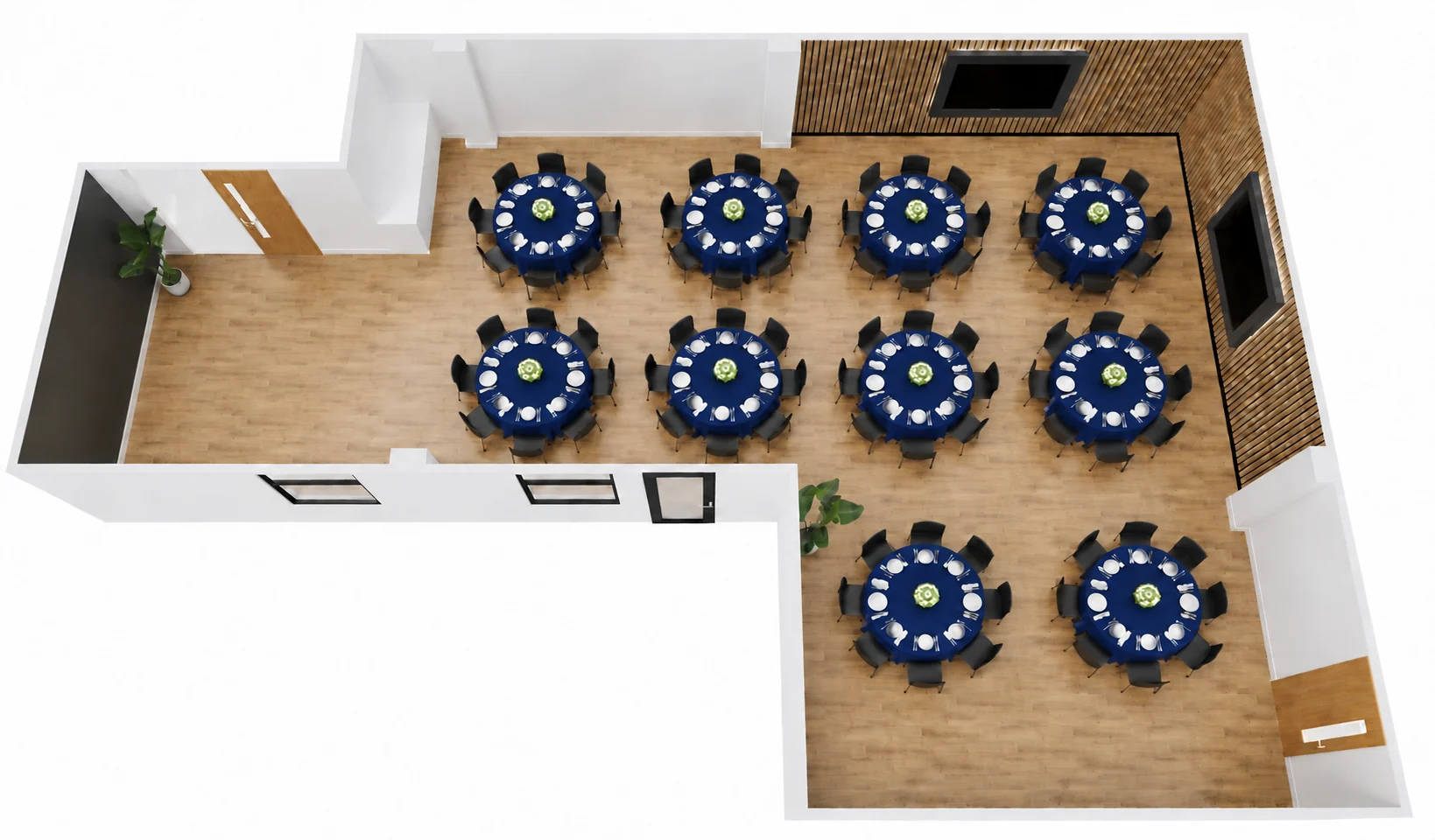 3D render of Pearl Suite in a banquet layout