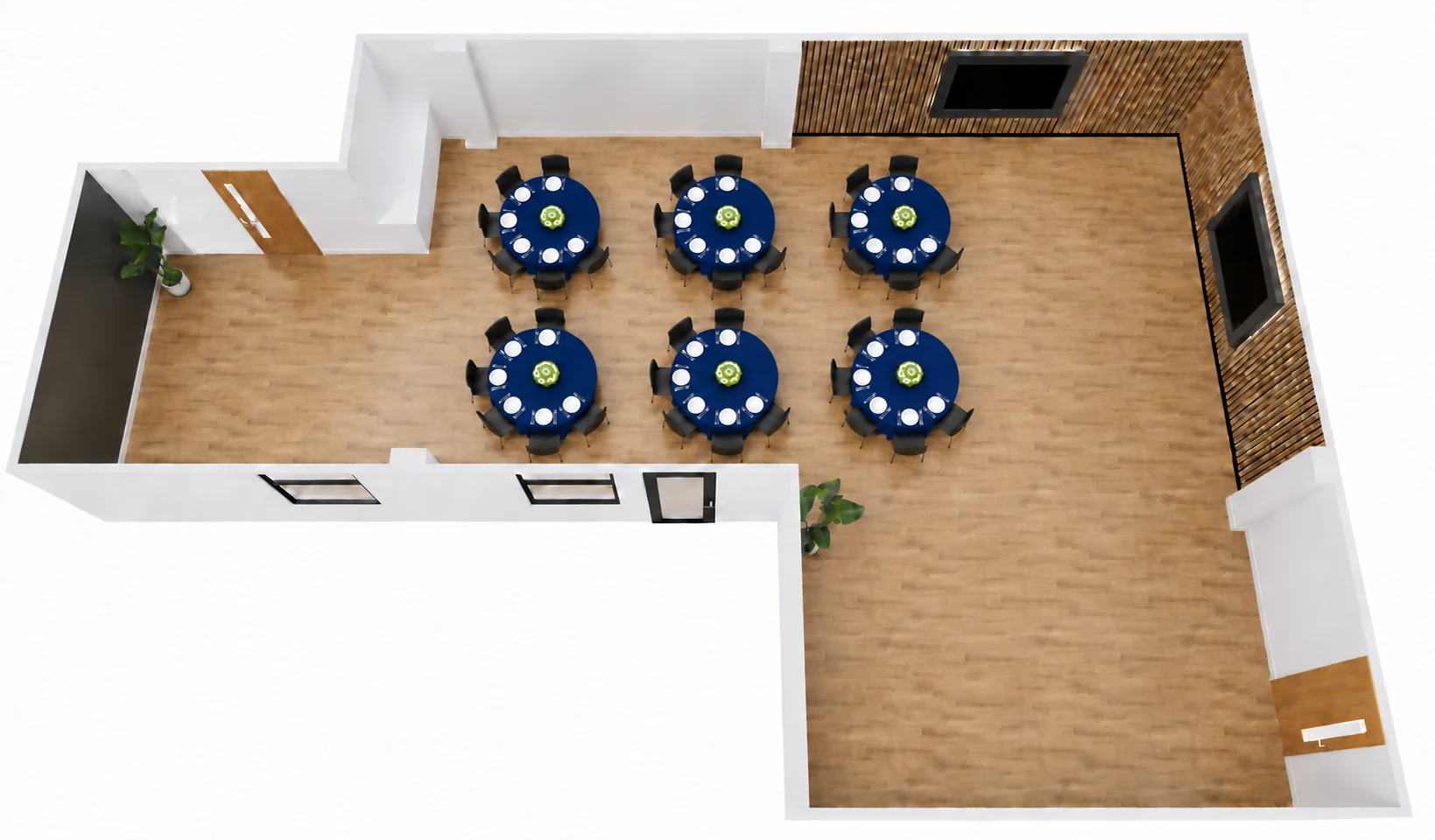 3D render of Pearl Suite in a cabaret layout