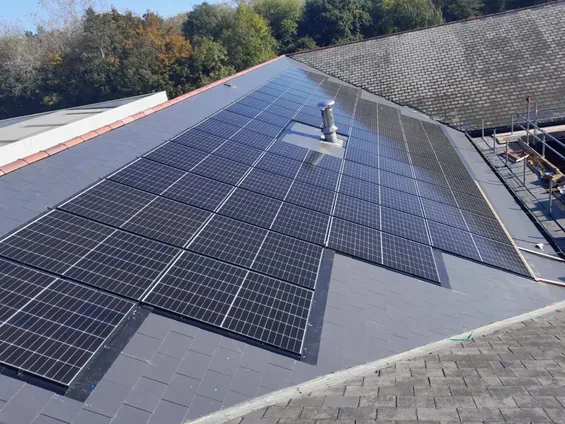 Rooftop solar panels at Lambourne House