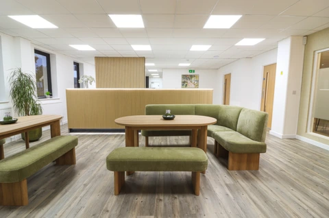 Reception and shared seating at Lambourne House