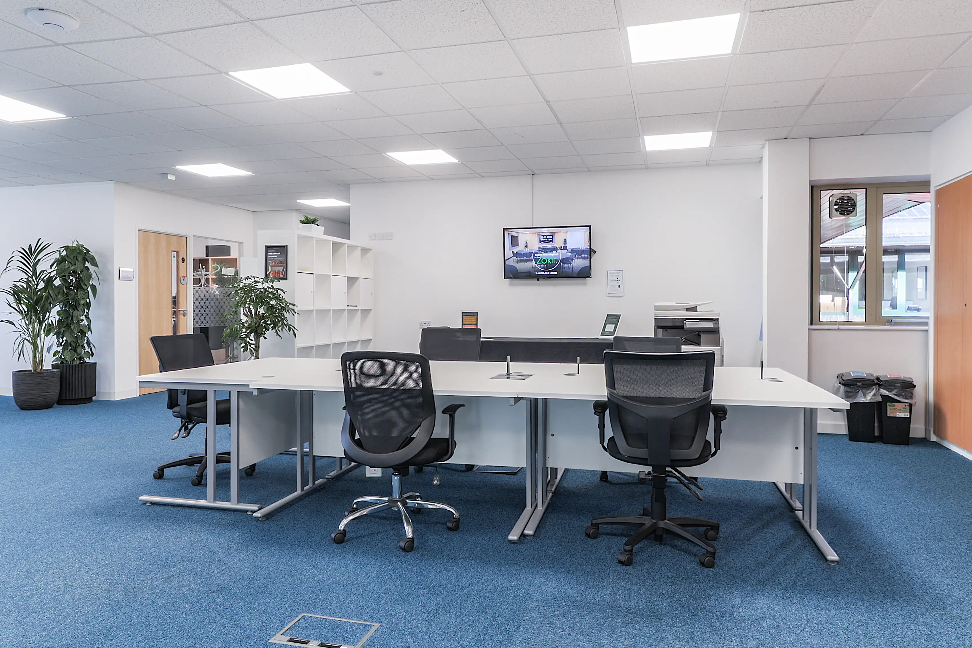 Coworking kitchen and shared workspace at Lambourne House