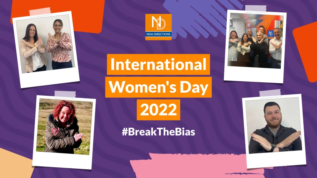 A graphic that shows various people crossing their arms to 'Break the bias' on International Women's Day.