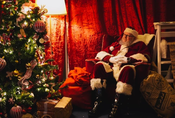 Santa sitting in his grotto
